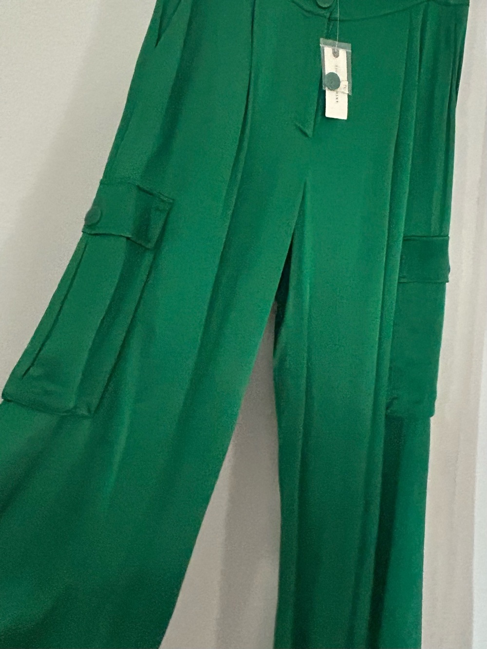 Anthropologie/Corey Lynn Calter Emerald Green Wide-Leg silky pants M - Picture 7 of 9